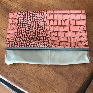 Asos Leather Croc Metal Bar Clutch